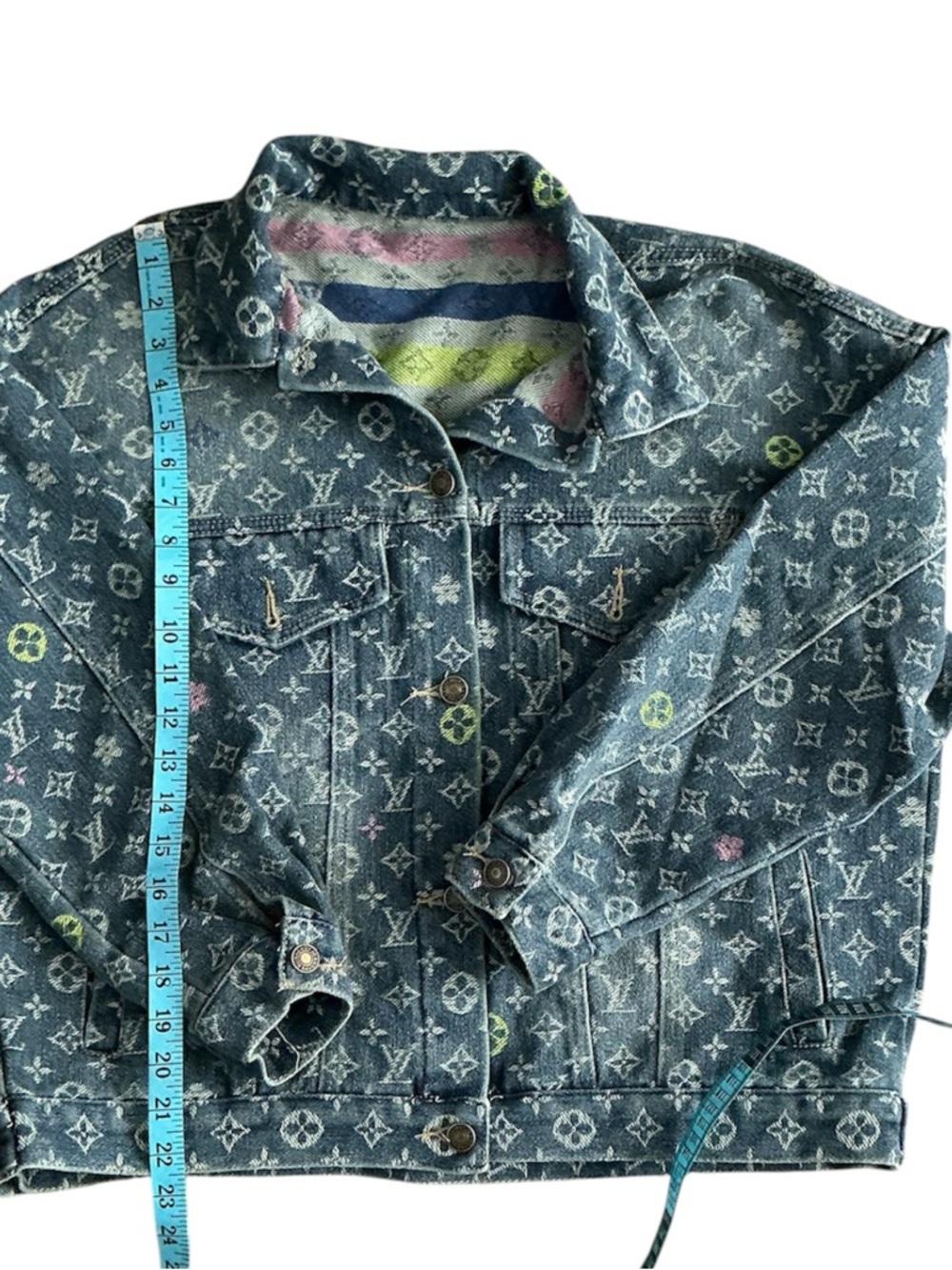 Louis Vuitton Monogram Denim Jacket in Faded Blue with Multicolor Accents - Picture 2 of 3